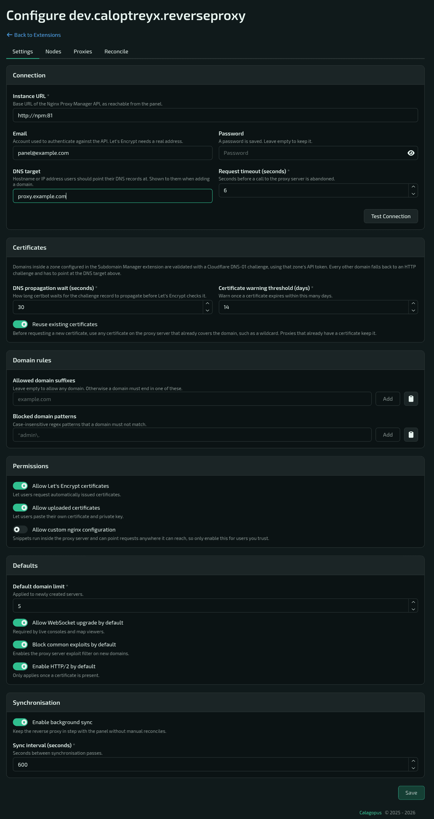 Reverse Proxy Manager