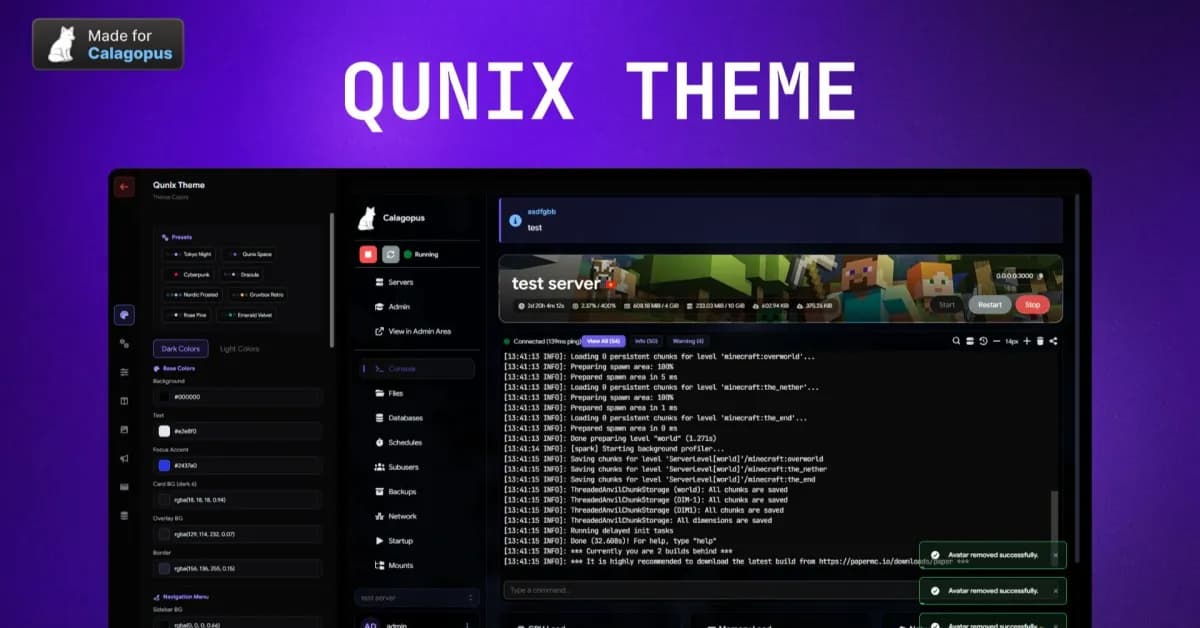 Qunix theme for Calagopus